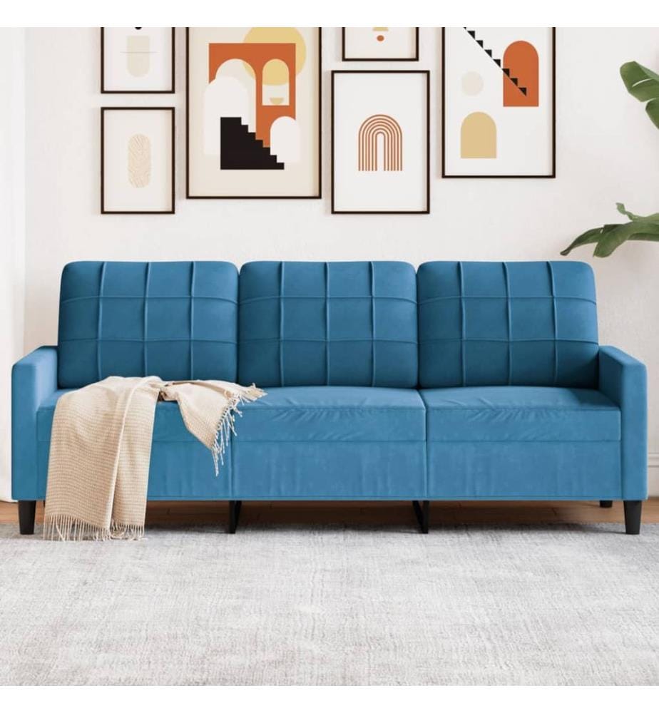 3-Sitzer-Sofa Blau 180 cm Samt