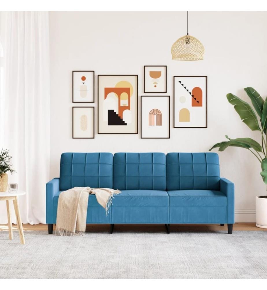 3-Sitzer-Sofa Blau 180 cm Samt