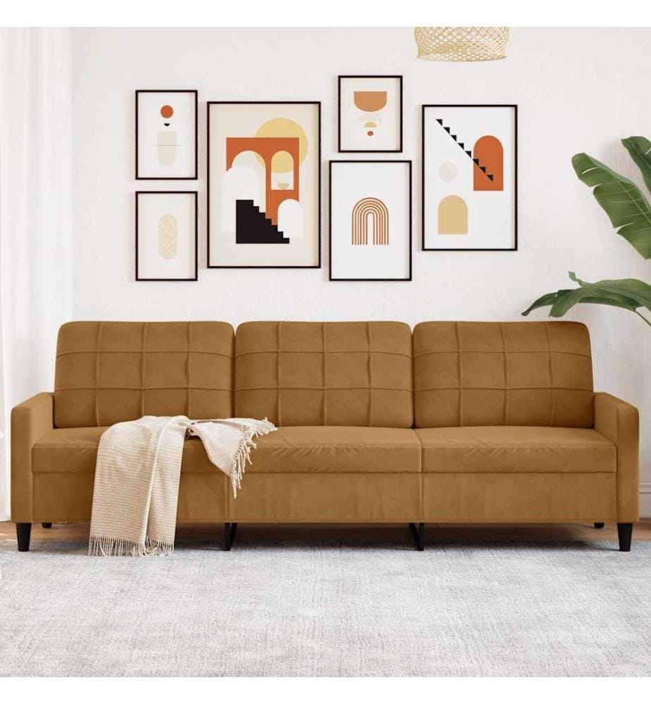 3-Sitzer-Sofa Braun 210 cm Samt