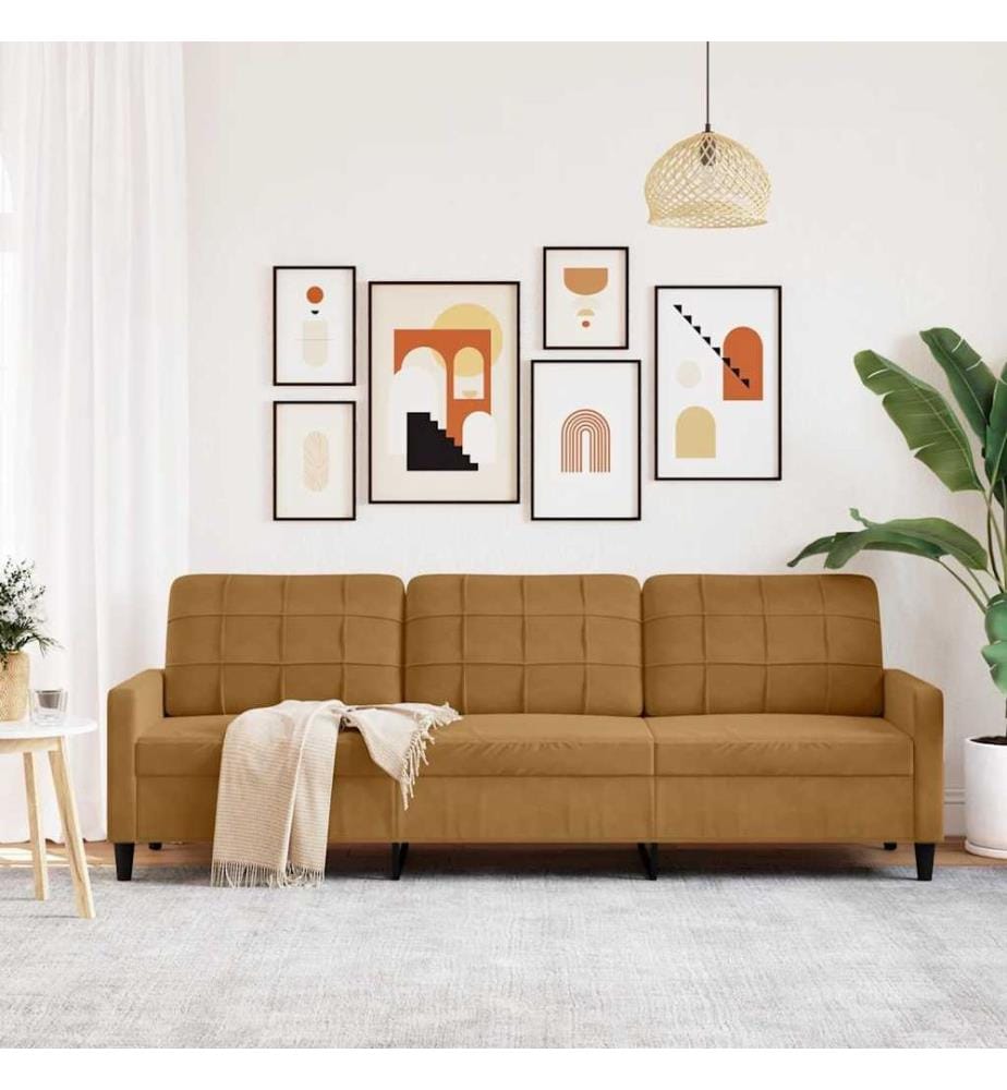 3-Sitzer-Sofa Braun 210 cm Samt