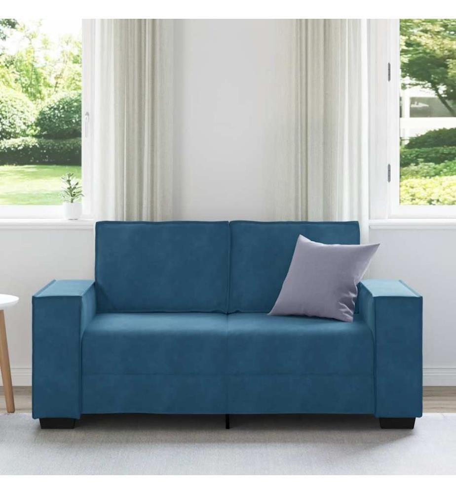 Canapé à 2 places Bleu 160x78x84 cm Velours