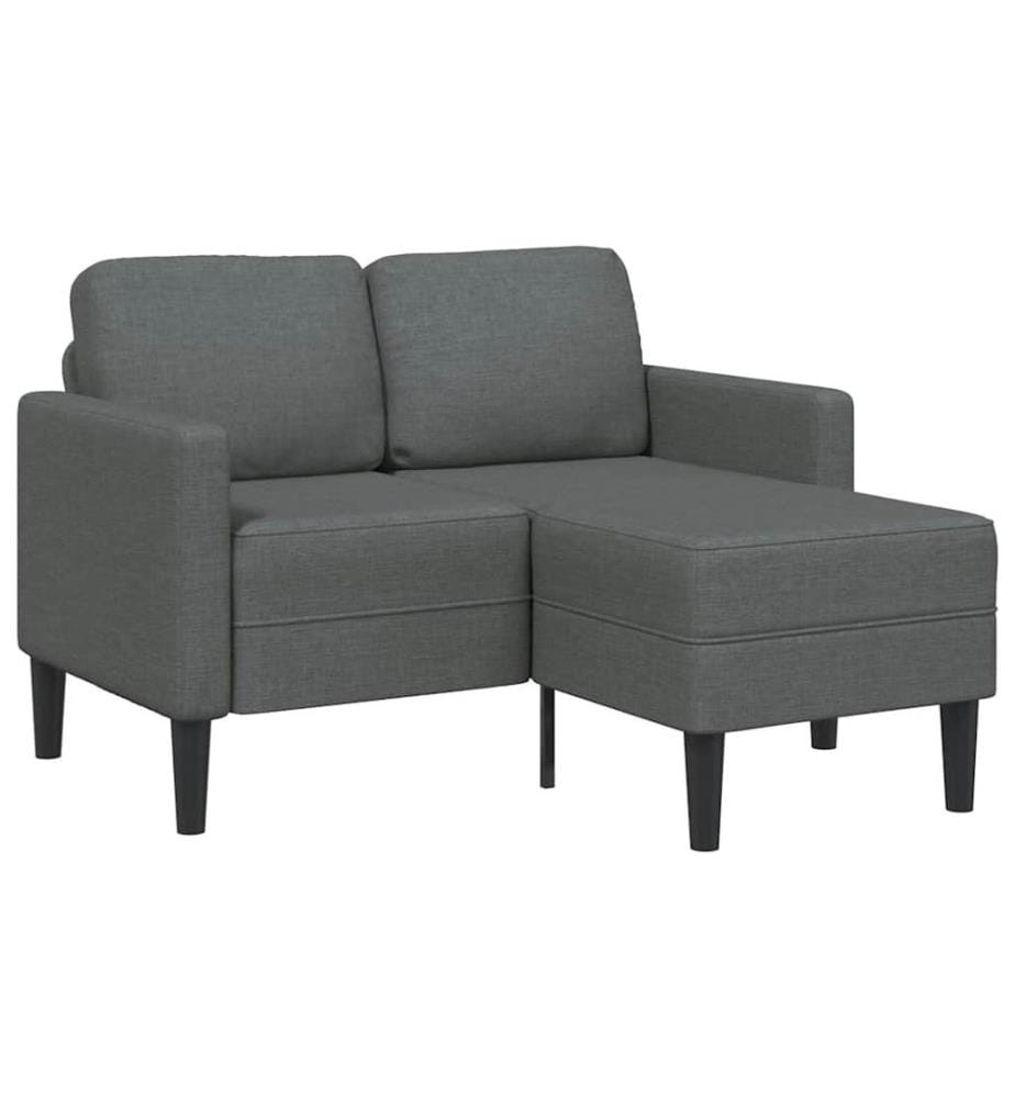 Canapé 2 places avec méridienne en L Gris foncé 125 cm Tissu
