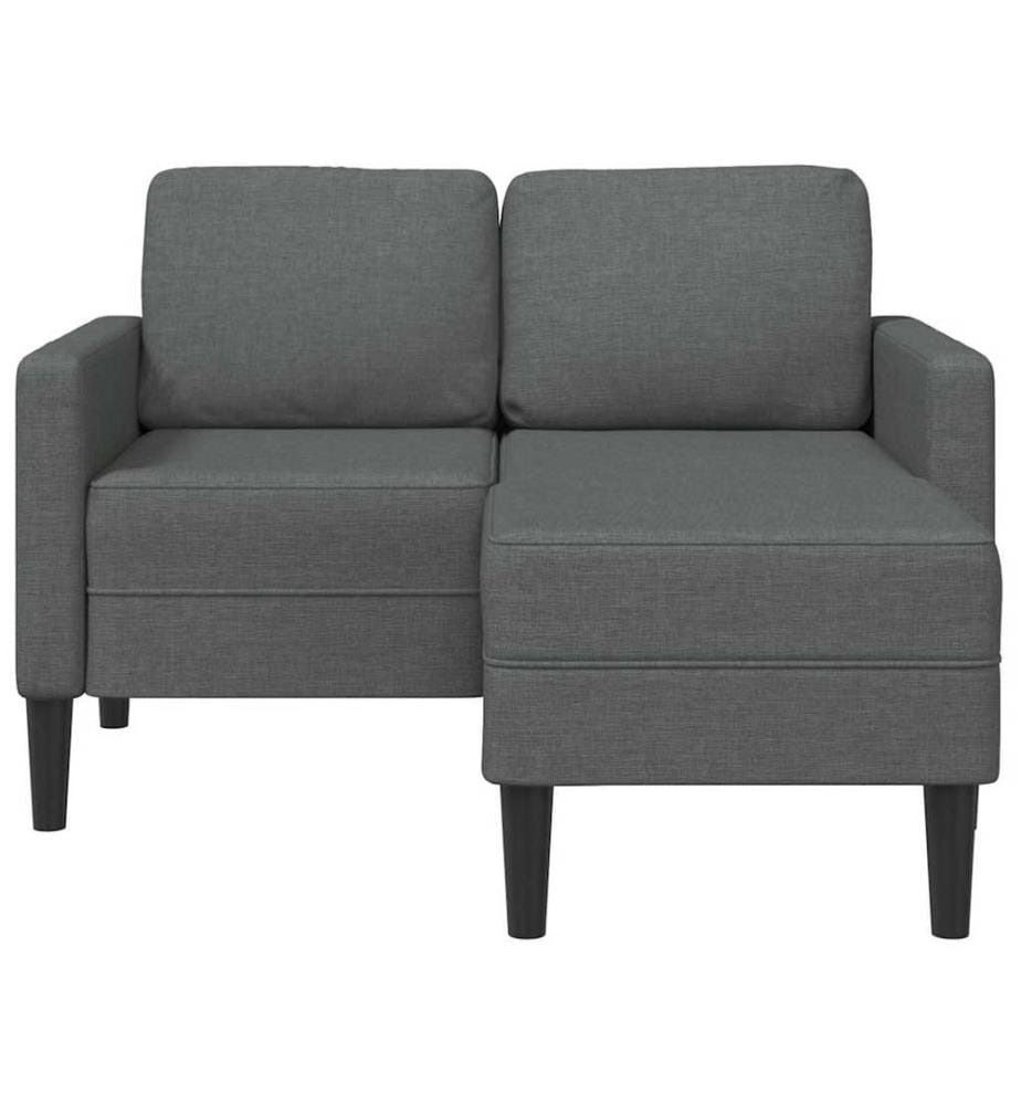 Canapé 2 places avec méridienne en L Gris foncé 125 cm Tissu