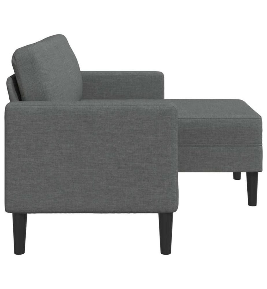 Canapé 2 places avec méridienne en L Gris foncé 125 cm Tissu