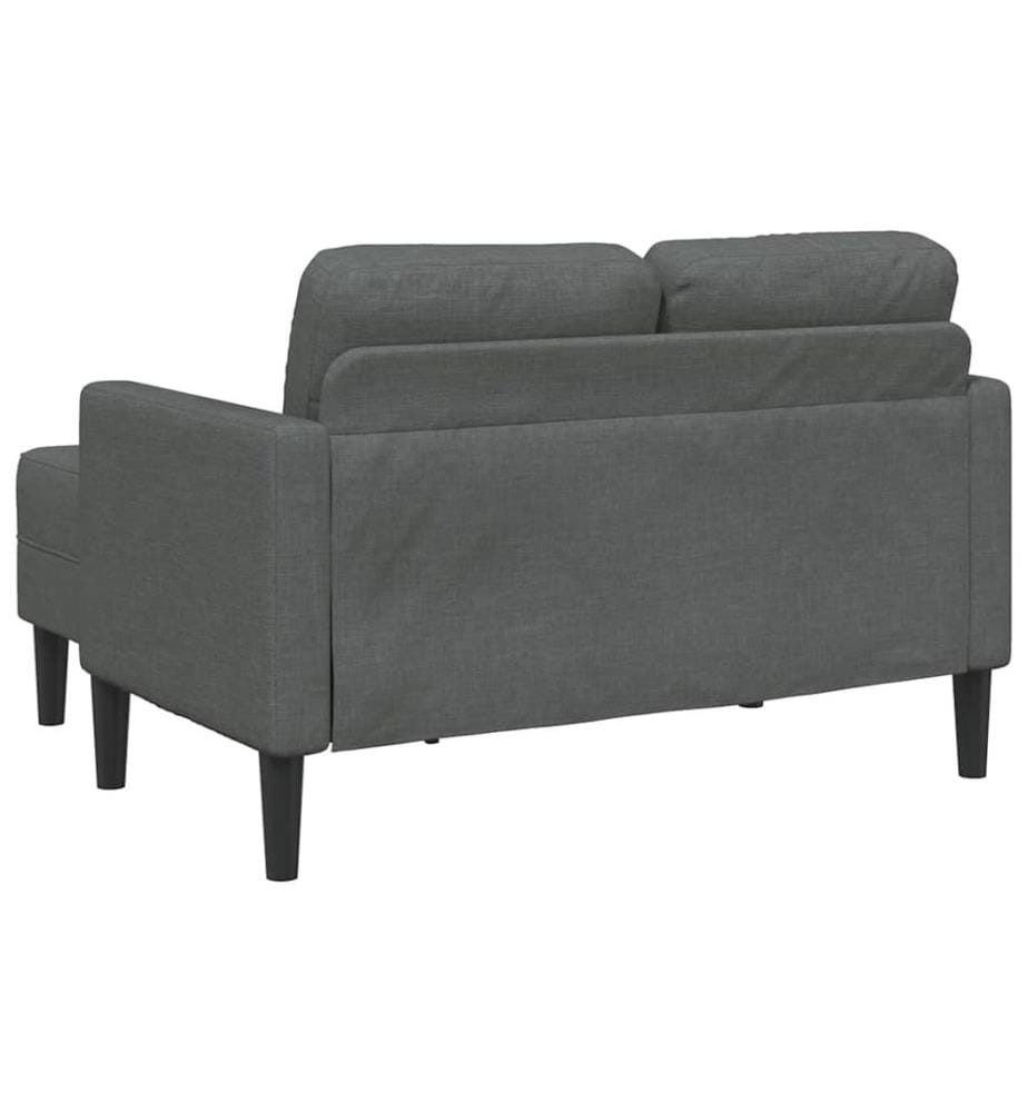 Canapé 2 places avec méridienne en L Gris foncé 125 cm Tissu