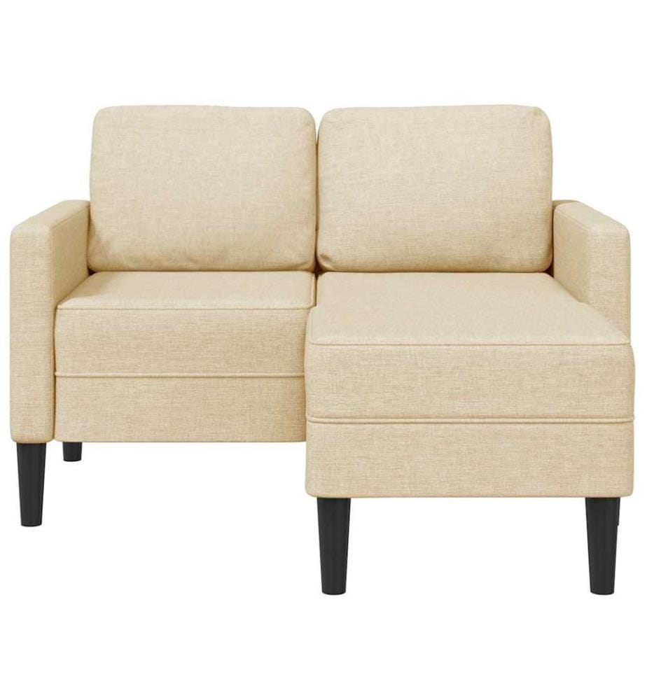 Canapé 2 places avec méridienne en L crème 125 cm tissu