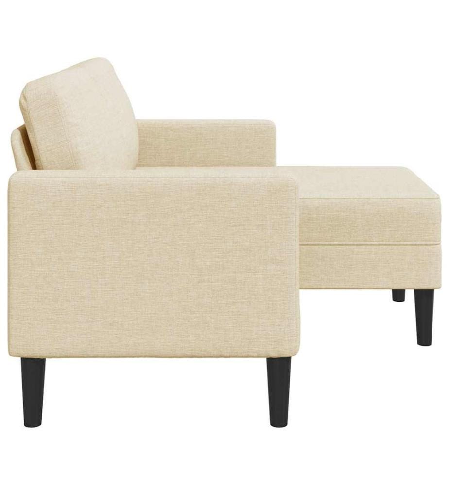 Canapé 2 places avec méridienne en L crème 125 cm tissu