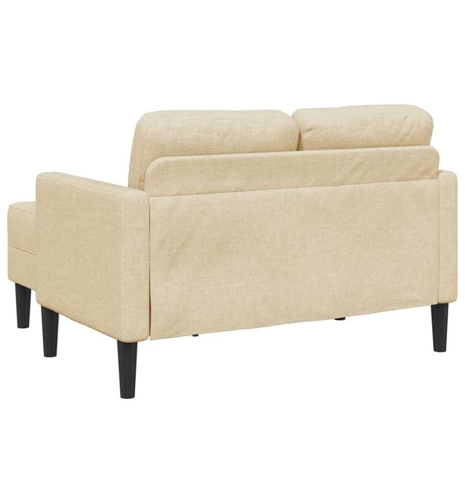 Canapé 2 places avec méridienne en L crème 125 cm tissu