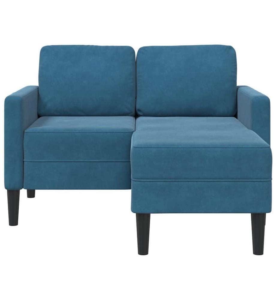 Canapé 2 places avec méridienne en L bleu 125 cm velours
