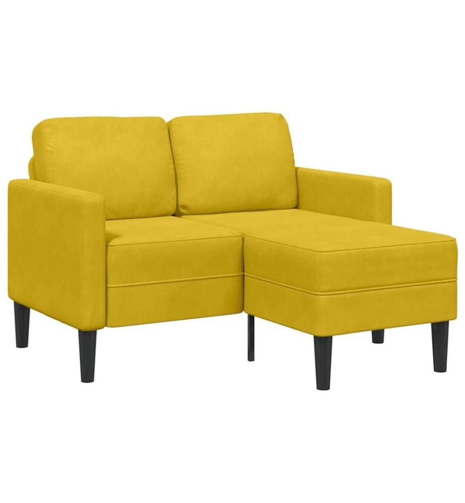 Canapé 2 places avec méridienne en L jaune 125 cm velours
