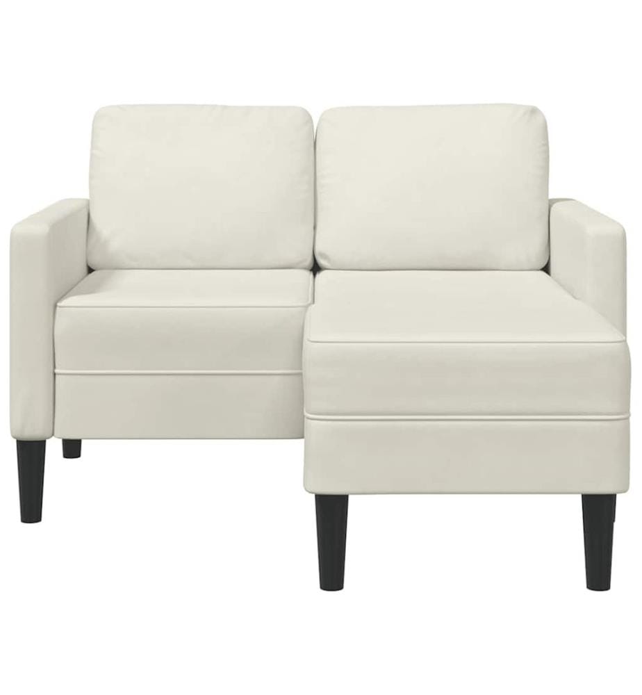 Canapé 2 places avec méridienne en L crème 125 cm velours