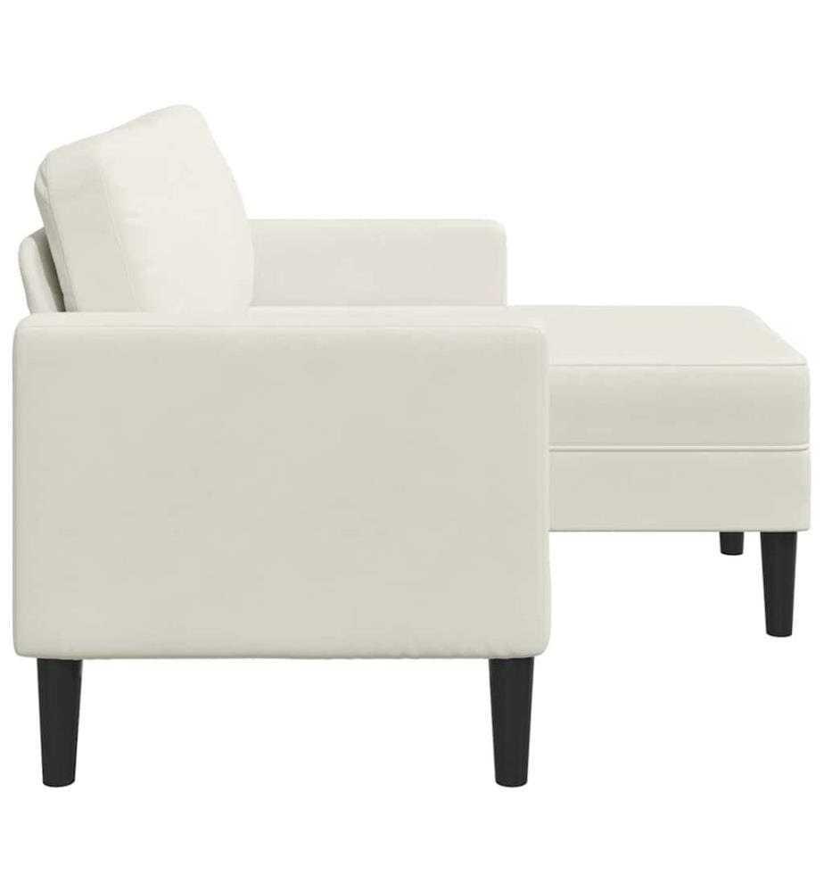 Canapé 2 places avec méridienne en L crème 125 cm velours