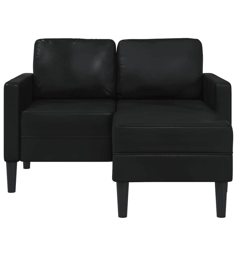 2-Sitzer-Sofa mit Chaiselongue L-förmig Schwarz 125 cm Kunstleder