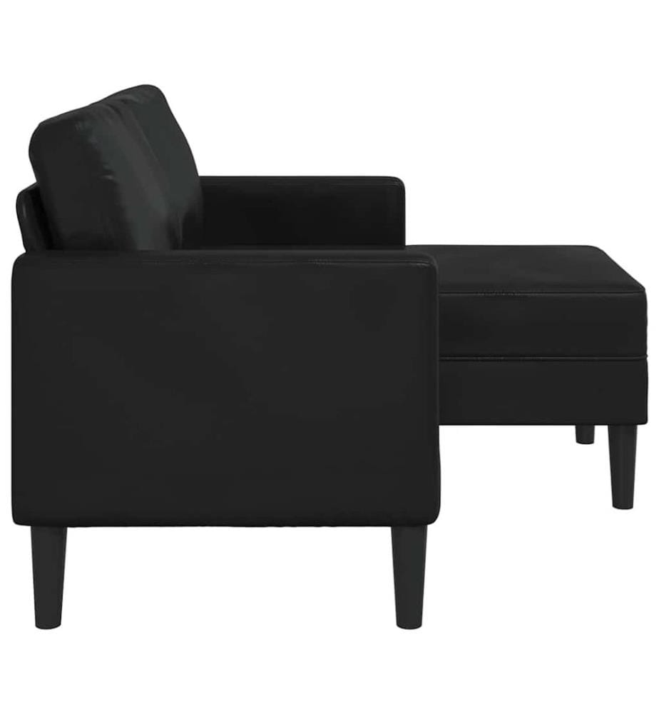 2-Sitzer-Sofa mit Chaiselongue L-förmig Schwarz 125 cm Kunstleder