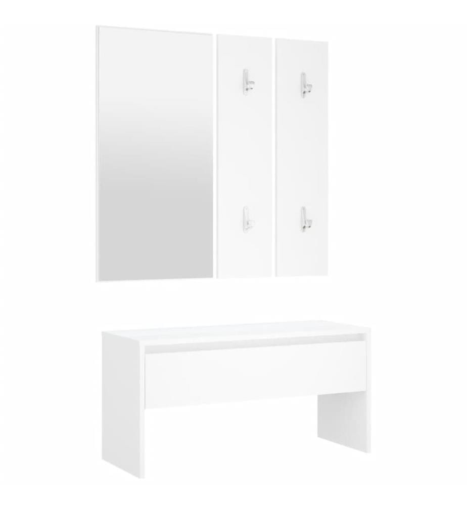 Garderoben-Set Weiss Holzwerkstoff