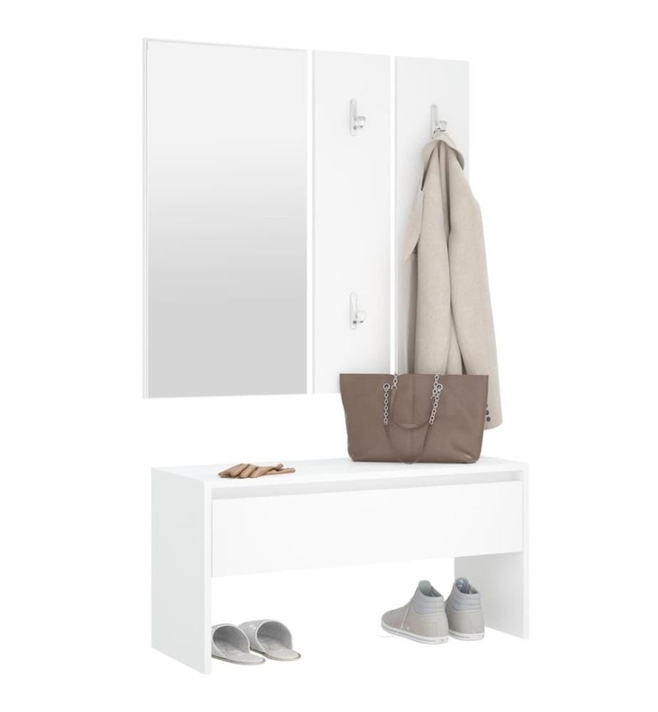Garderoben-Set Weiss Holzwerkstoff
