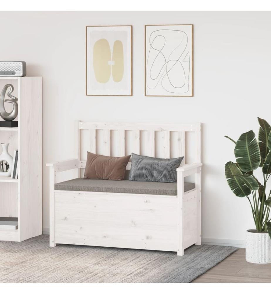 Sitzbank Weiss 112,5x51,5x96,5 cm Massivholz Kiefer