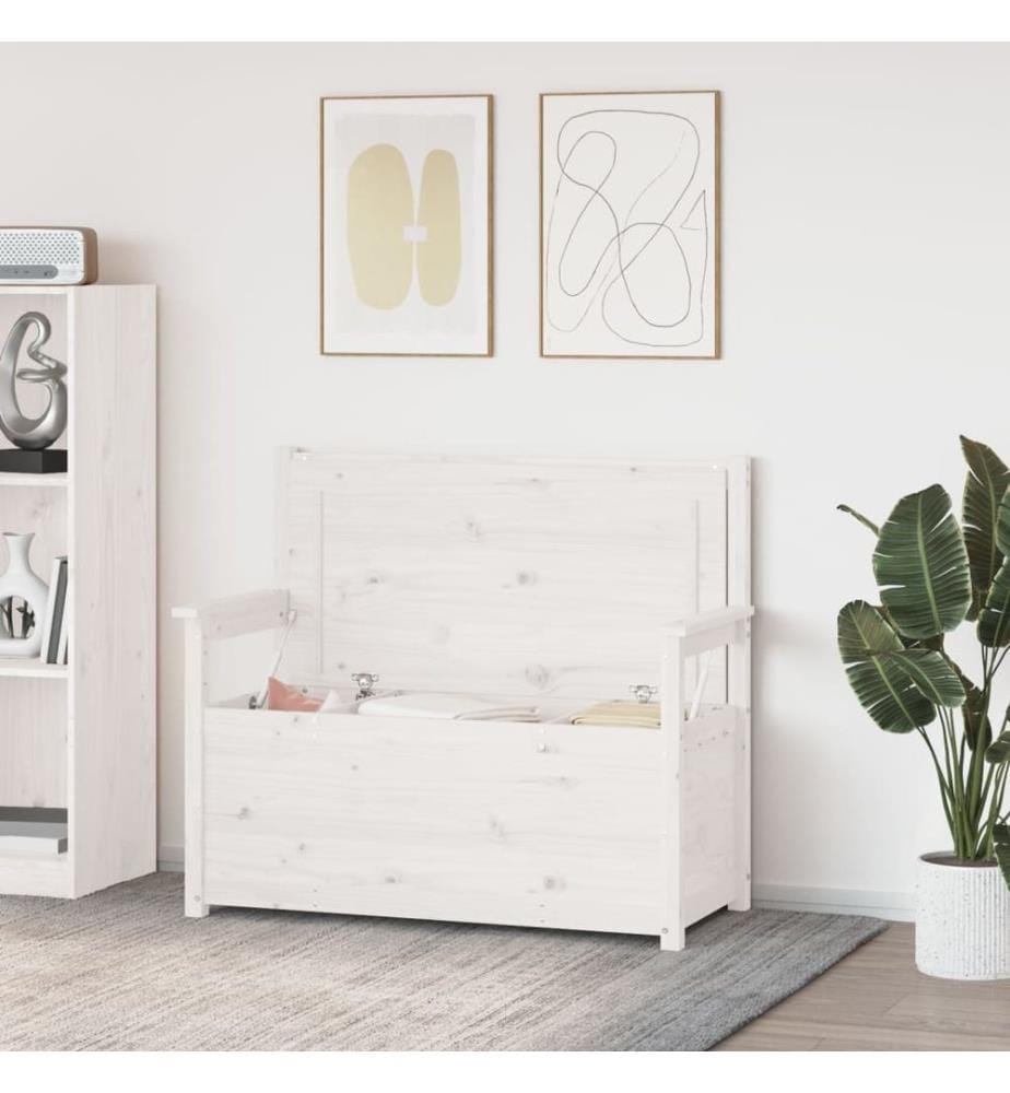 Sitzbank Weiss 112,5x51,5x96,5 cm Massivholz Kiefer
