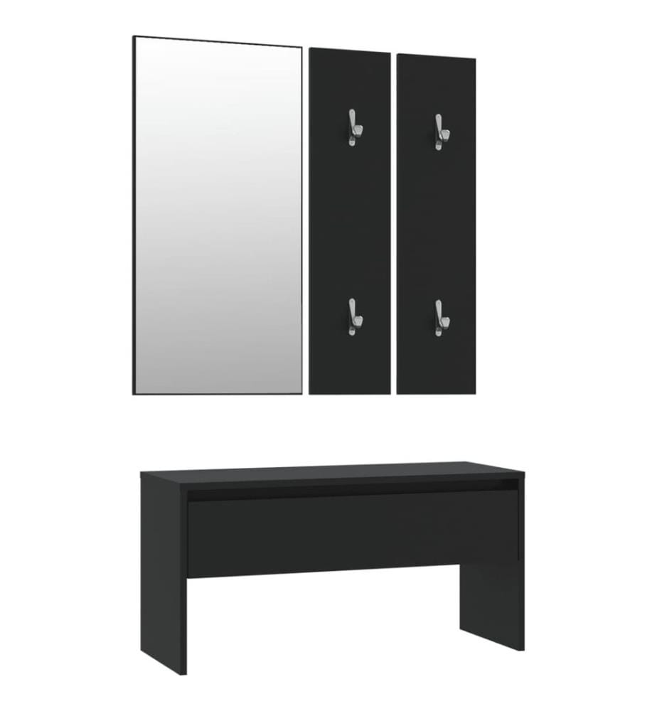 Garderoben-Set Schwarz Holzwerkstoff