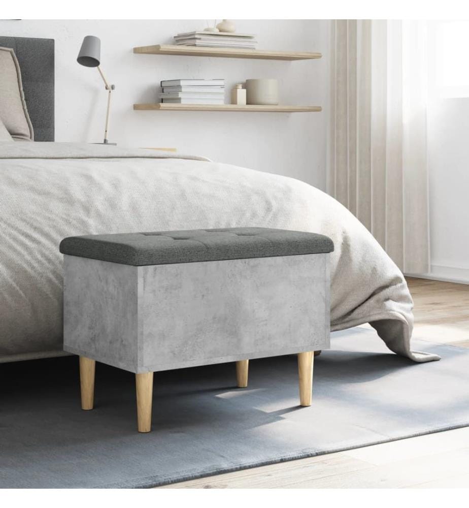 Sitzbank mit Stauraum Betongrau 62x42x46 cm Holzwerkstoff