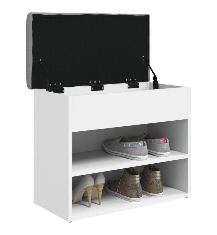 Banc à chaussures Blanc 62x32x50 cm Bois d'ingénierie