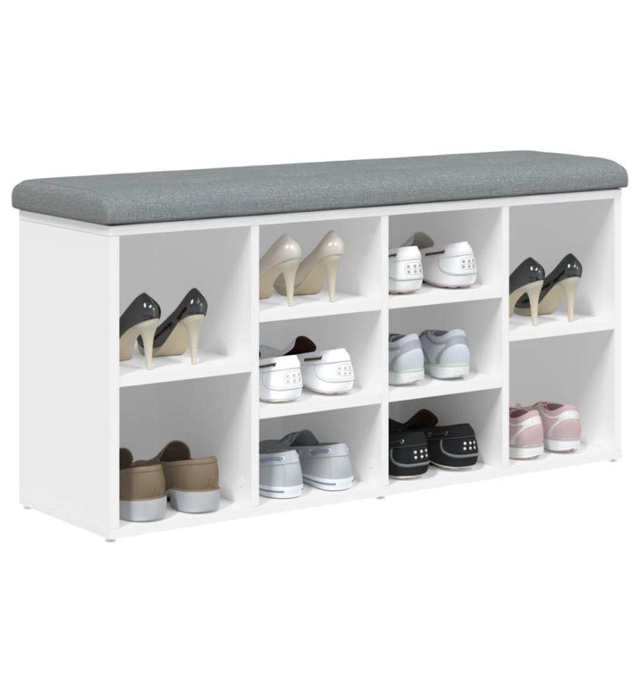 Banc à chaussures Blanc 102x32x50 cm Bois d'ingénierie
