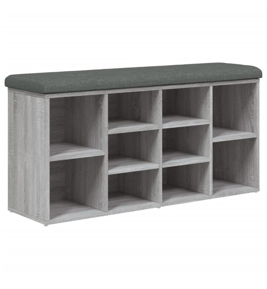 Banc à chaussures sonoma gris 102x32x50 cm bois d'ingénierie