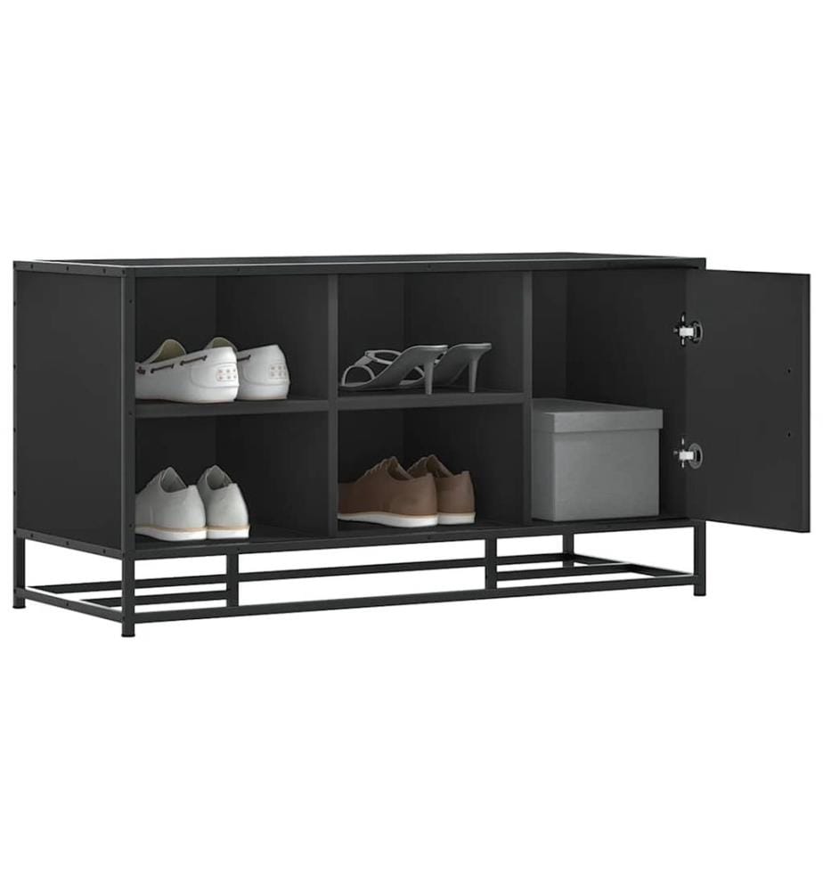 Banc à chaussures noir 100x40x53,5cm bois d'ingénierie et métal