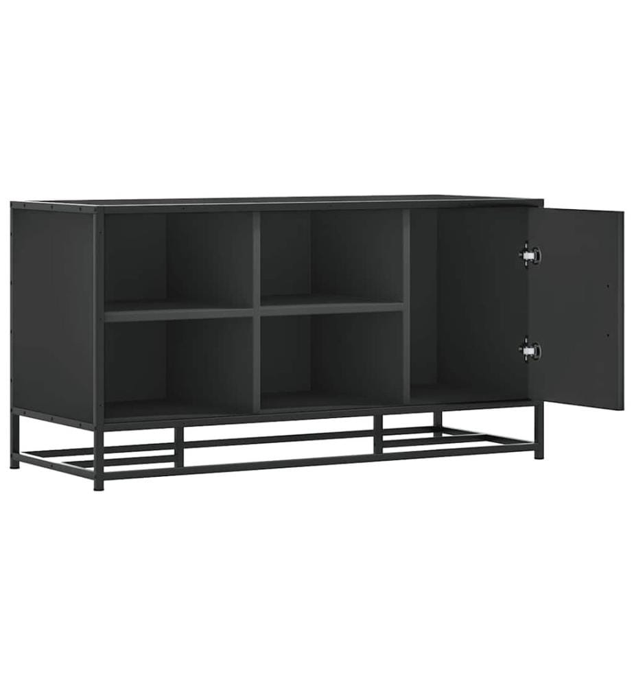 Banc à chaussures noir 100x40x53,5cm bois d'ingénierie et métal