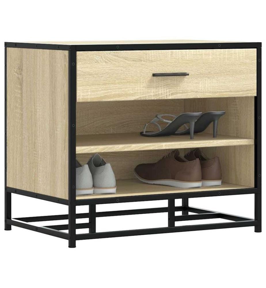 Schuhbank Sonoma-Eiche 60x40x53,5 cm Holzwerkstoff und Metall