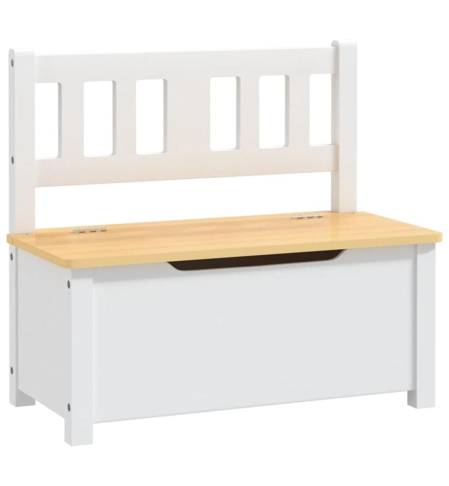 Kinderbank mit Stauraum Weiss und Beige 60x30x55 cm MDF