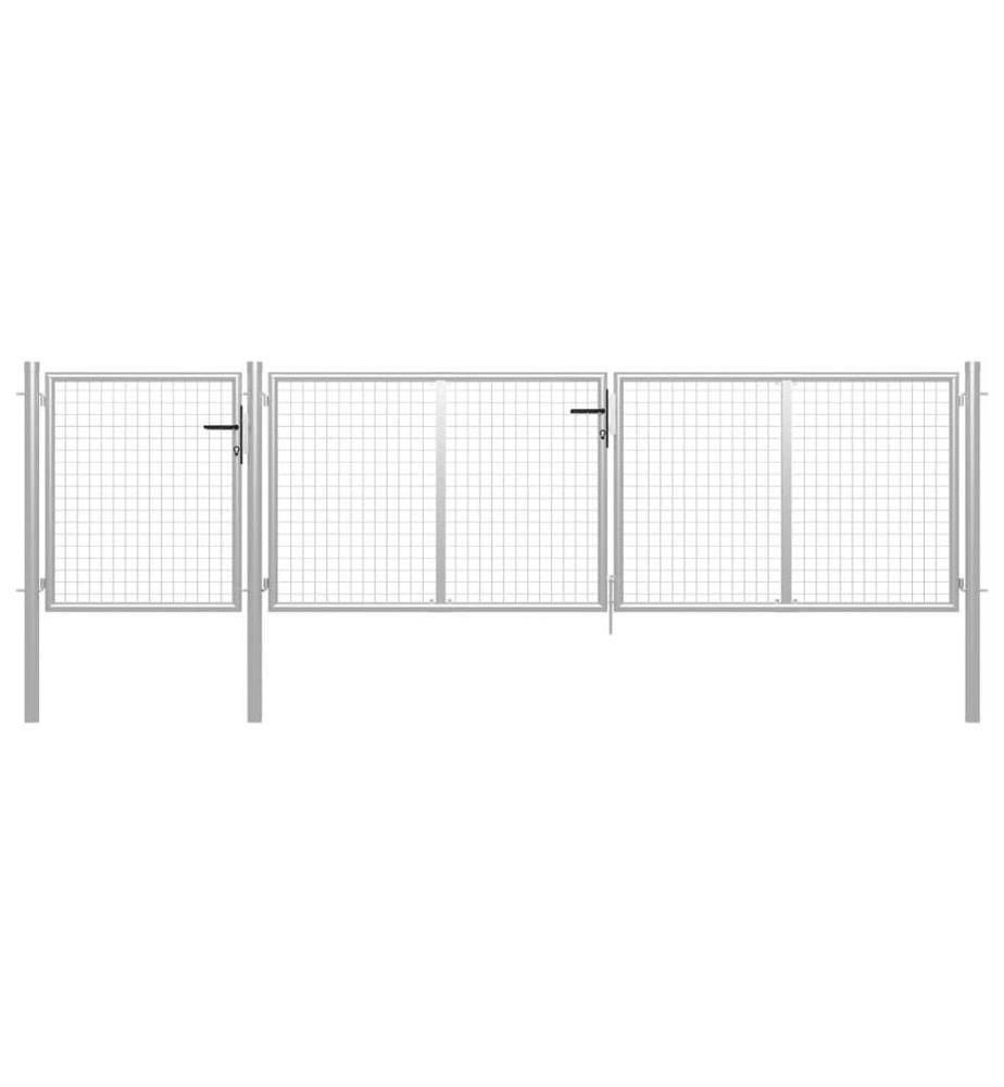 Gartentor Stahl 400 x 100 cm Silbern