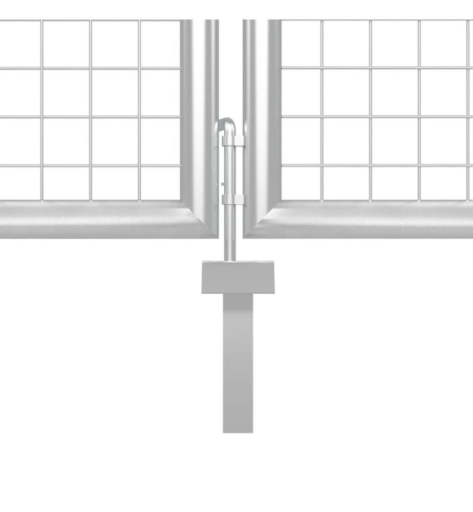 Gartentor Stahl 400 x 100 cm Silbern
