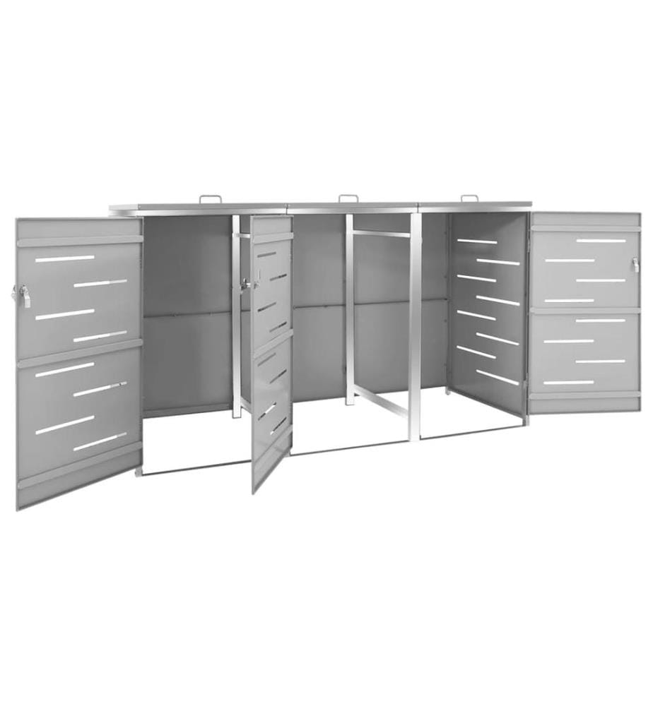 Abri pour trois poubelles 207x77,5x112,5 cm Inox