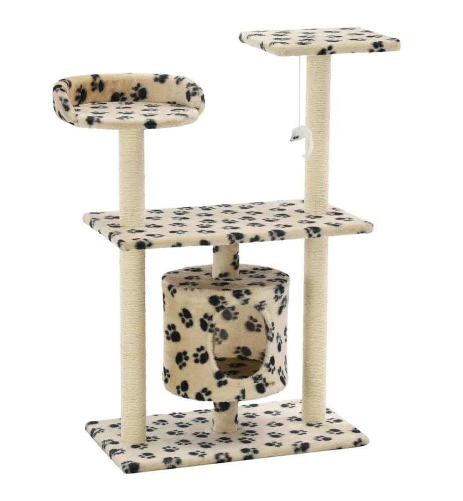 Katzen-Kratzbaum Sisal 95 cm Beige Pfoten-Aufdruck