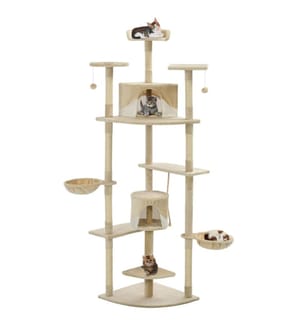 Katzen-Kratzbaum Sisal 203 cm Beige und Weiss