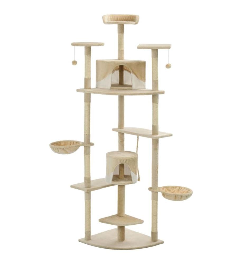 Katzen-Kratzbaum Sisal 203 cm Beige und Weiss