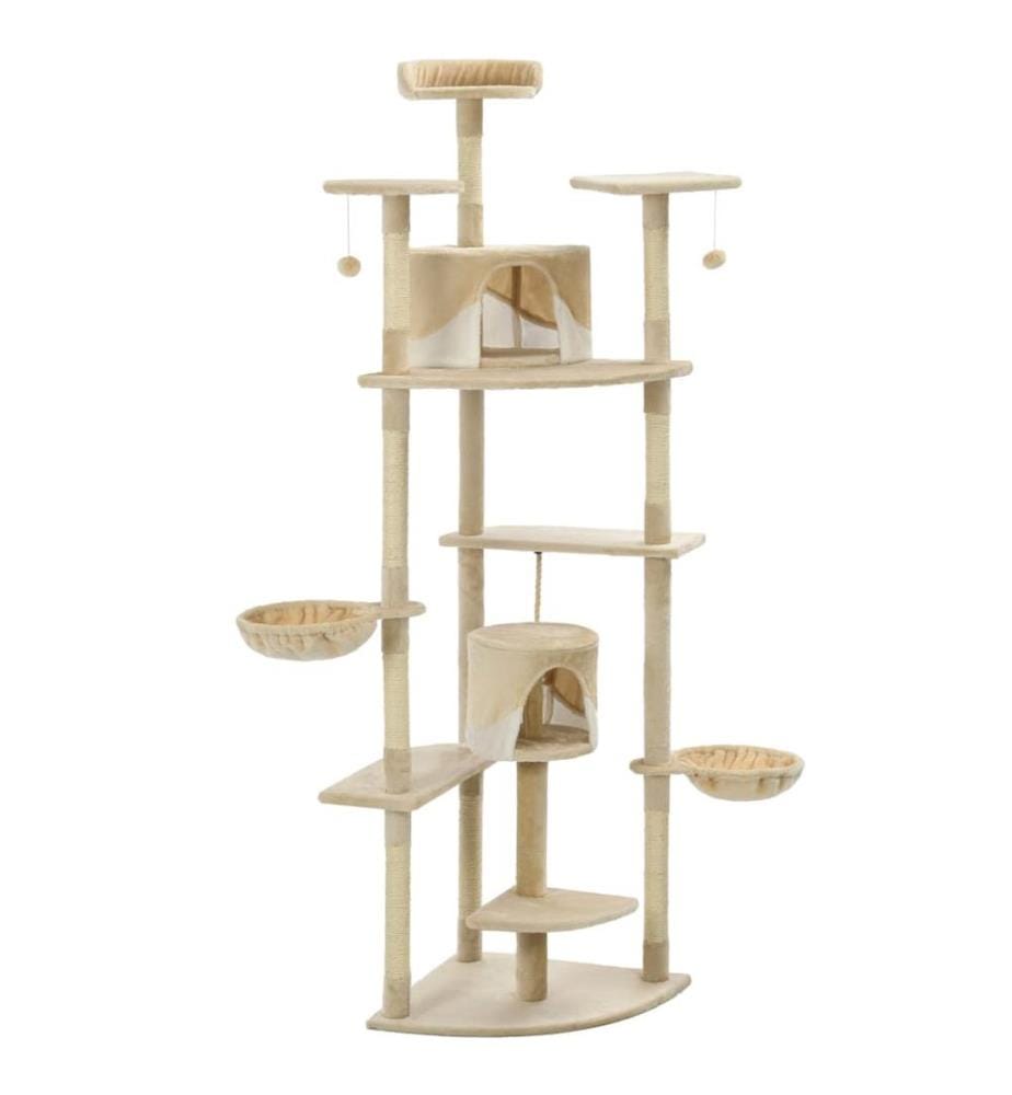 Katzen-Kratzbaum Sisal 203 cm Beige und Weiss