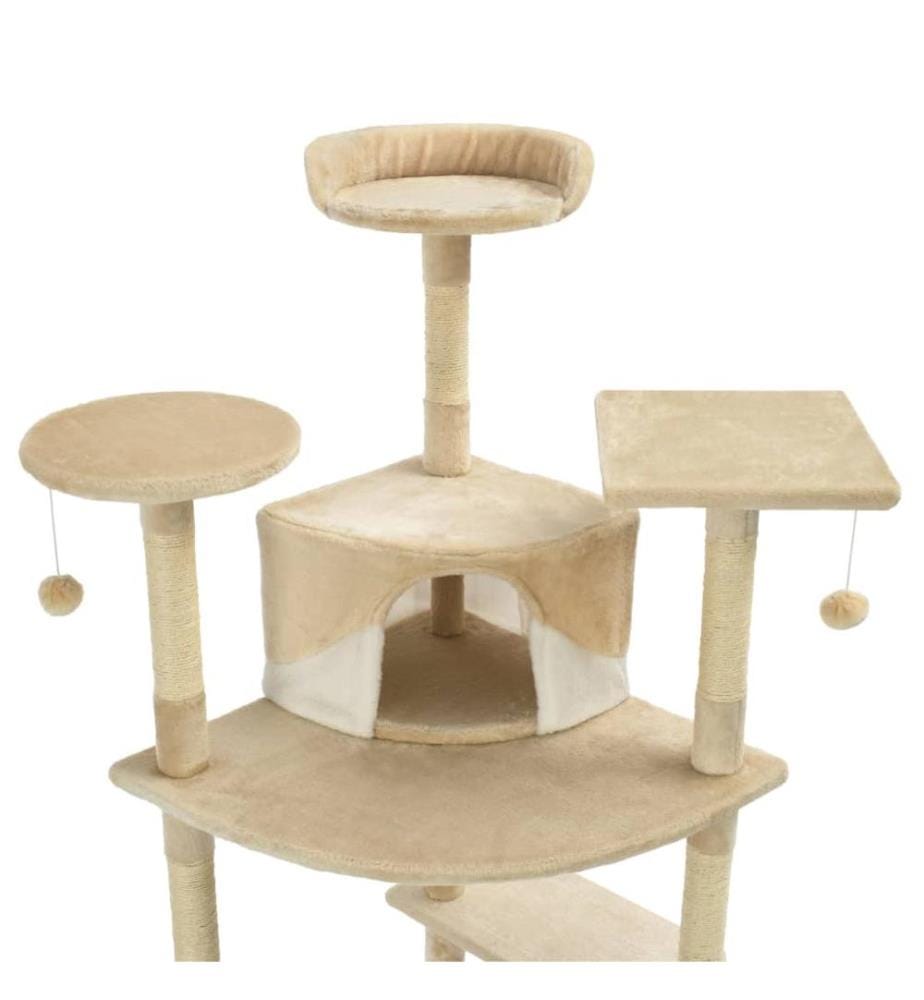 Katzen-Kratzbaum Sisal 203 cm Beige und Weiss