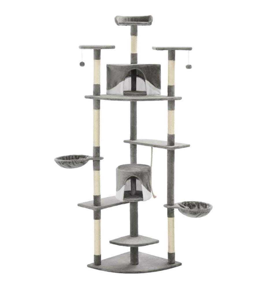 Katzen-Kratzbaum mit Sisal-Kratzsäulen 203 cm Grau und Weiss