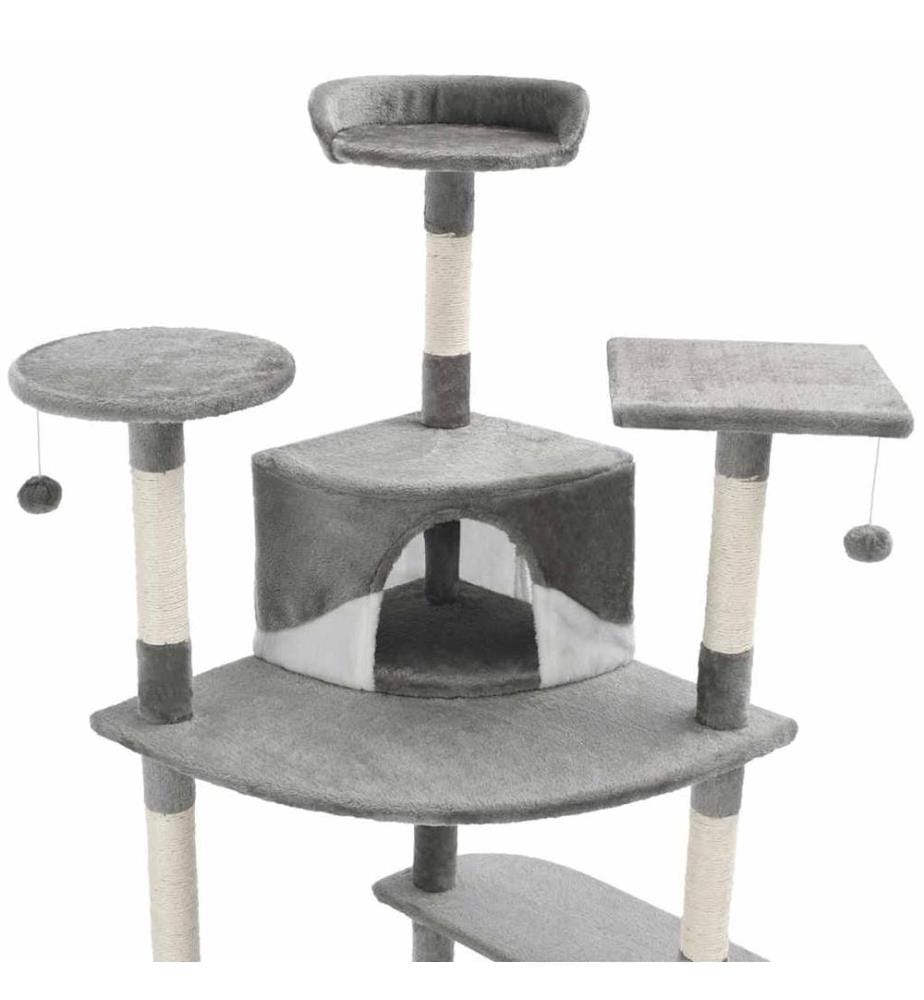 Katzen-Kratzbaum mit Sisal-Kratzsäulen 203 cm Grau und Weiss