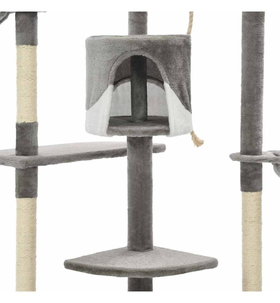 Katzen-Kratzbaum mit Sisal-Kratzsäulen 203 cm Grau und Weiss