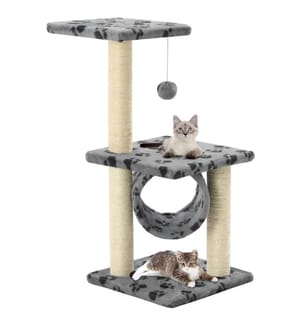 Katzen-Kratzbaum Sisal 65 cm Grau Pfoten-Muster