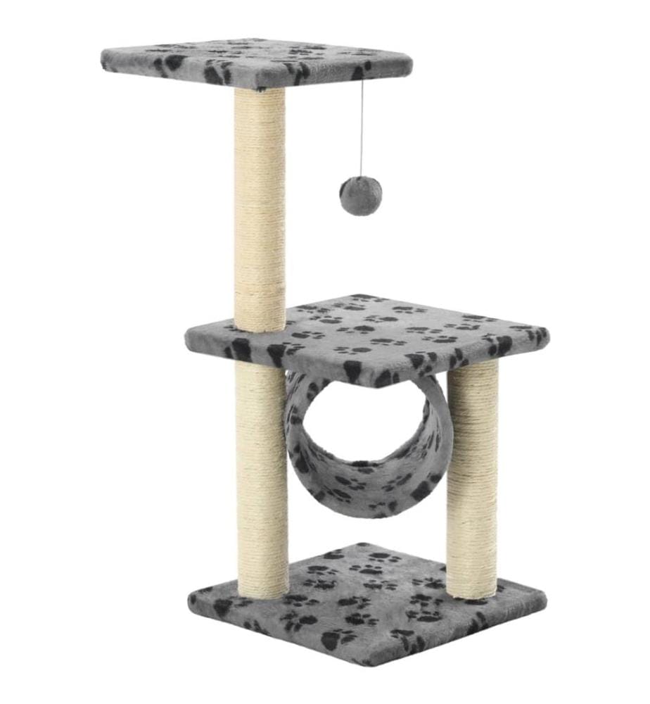 Katzen-Kratzbaum Sisal 65 cm Grau Pfoten-Muster