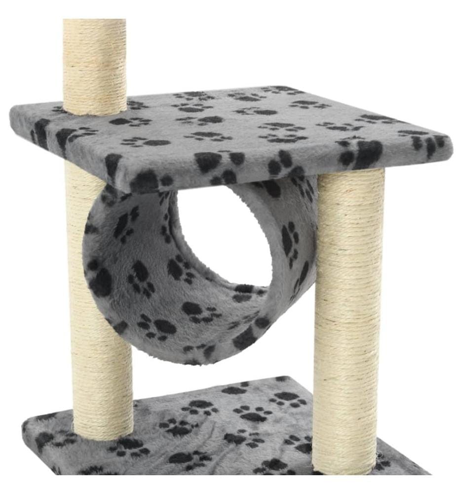 Katzen-Kratzbaum Sisal 65 cm Grau Pfoten-Muster