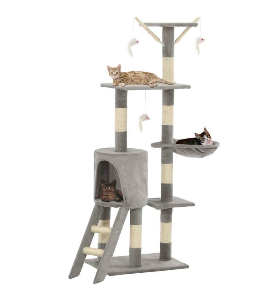 Katzen-Kratzbaum mit Sisal-Säulen 138 cm Grau