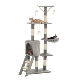 Katzen-Kratzbaum mit Sisal-Säulen 138 cm Grau