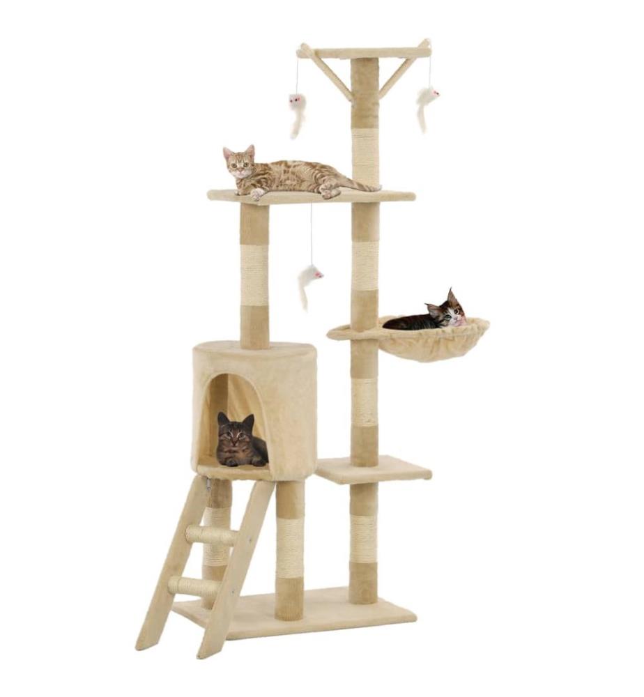 Katzen-Kratzbaum mit Sisal-Säulen 138 cm Beige