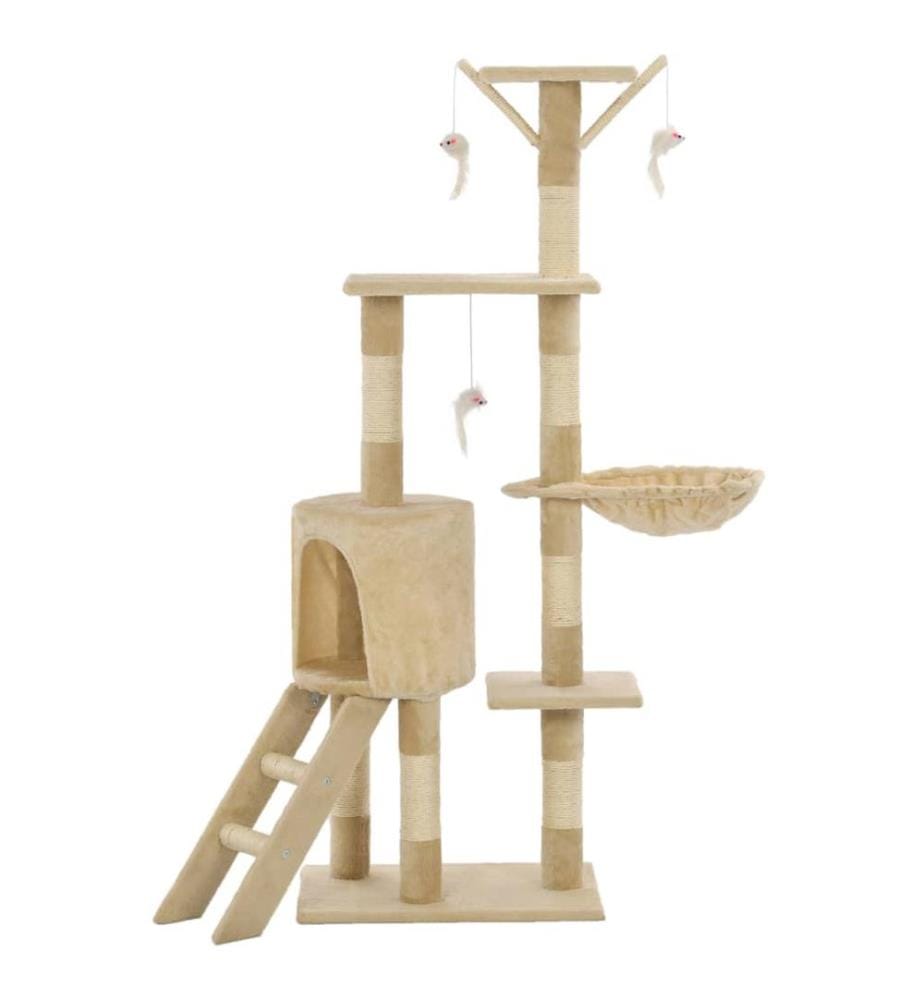 Katzen-Kratzbaum mit Sisal-Säulen 138 cm Beige