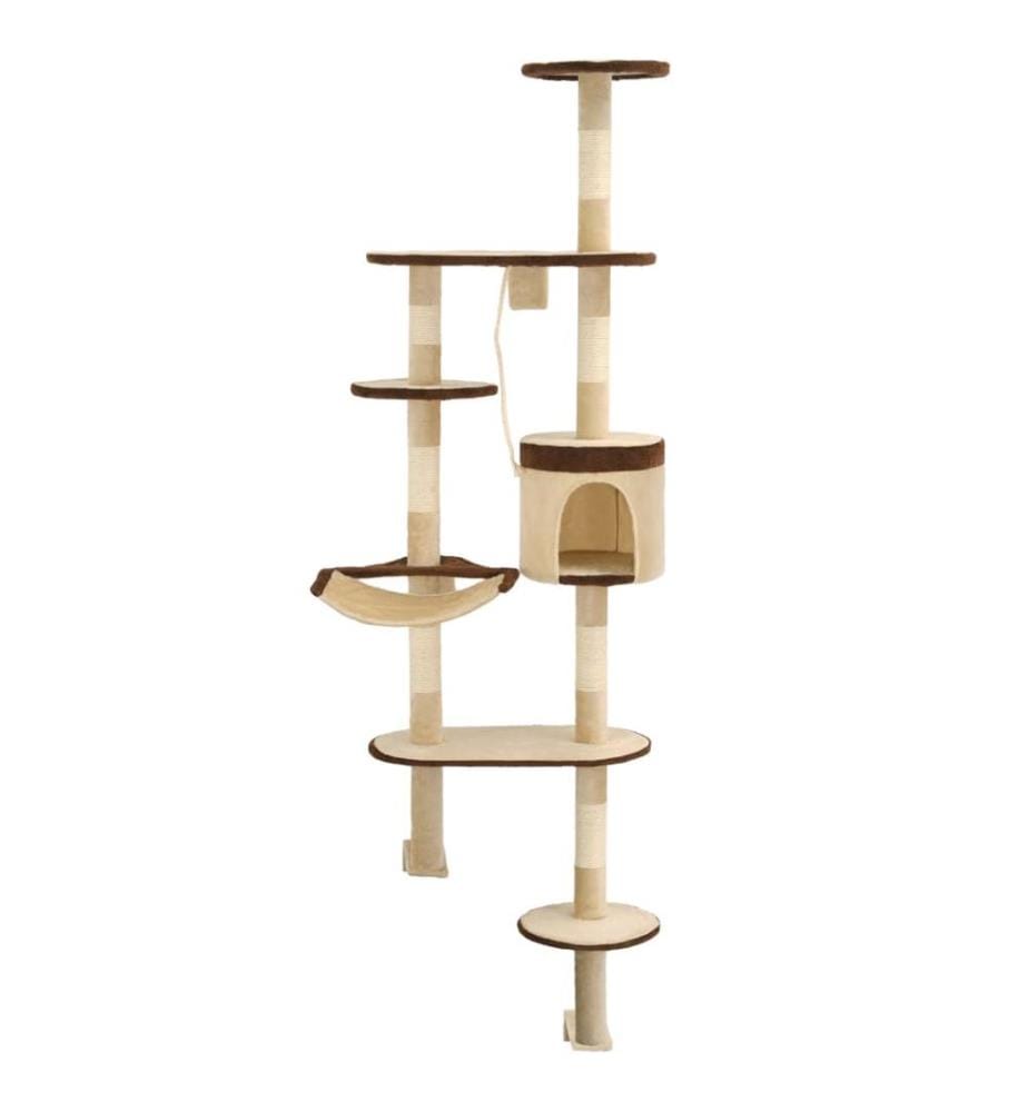 Wandkratzbaum mit Sisal-Kratzsäulen 194 cm Beige/Braun